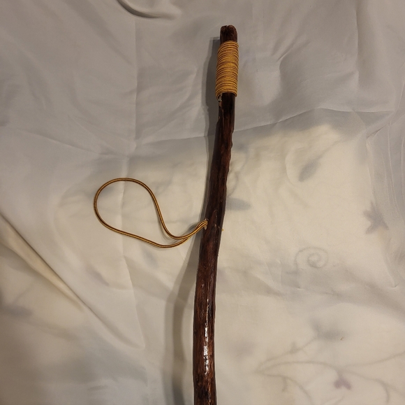 58" Natural Wood Grooved Grip Nylon Wrist Strap Handmade Walking Hiking Stick - Picture 3 of 11